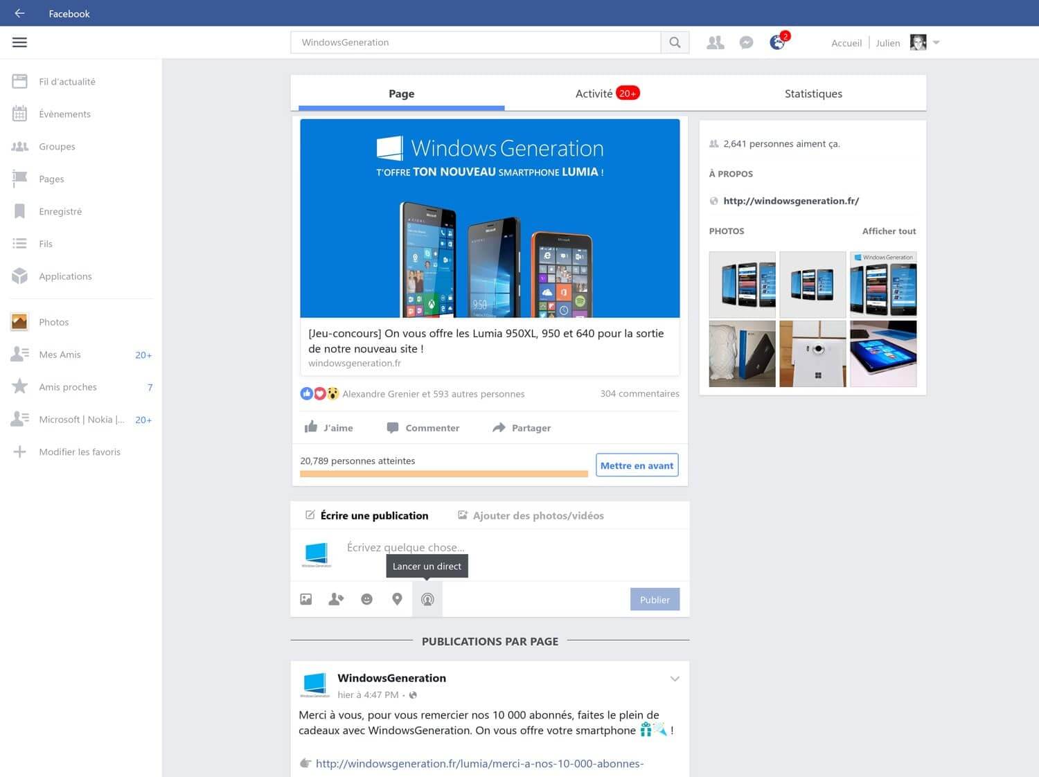 facebook sur windows